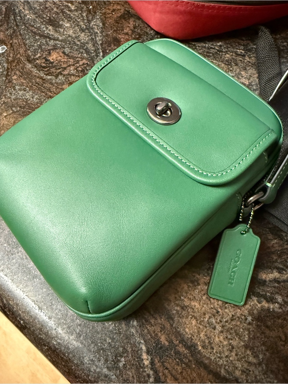 COACH Green Leather Crossbody with Turnlock and Tag